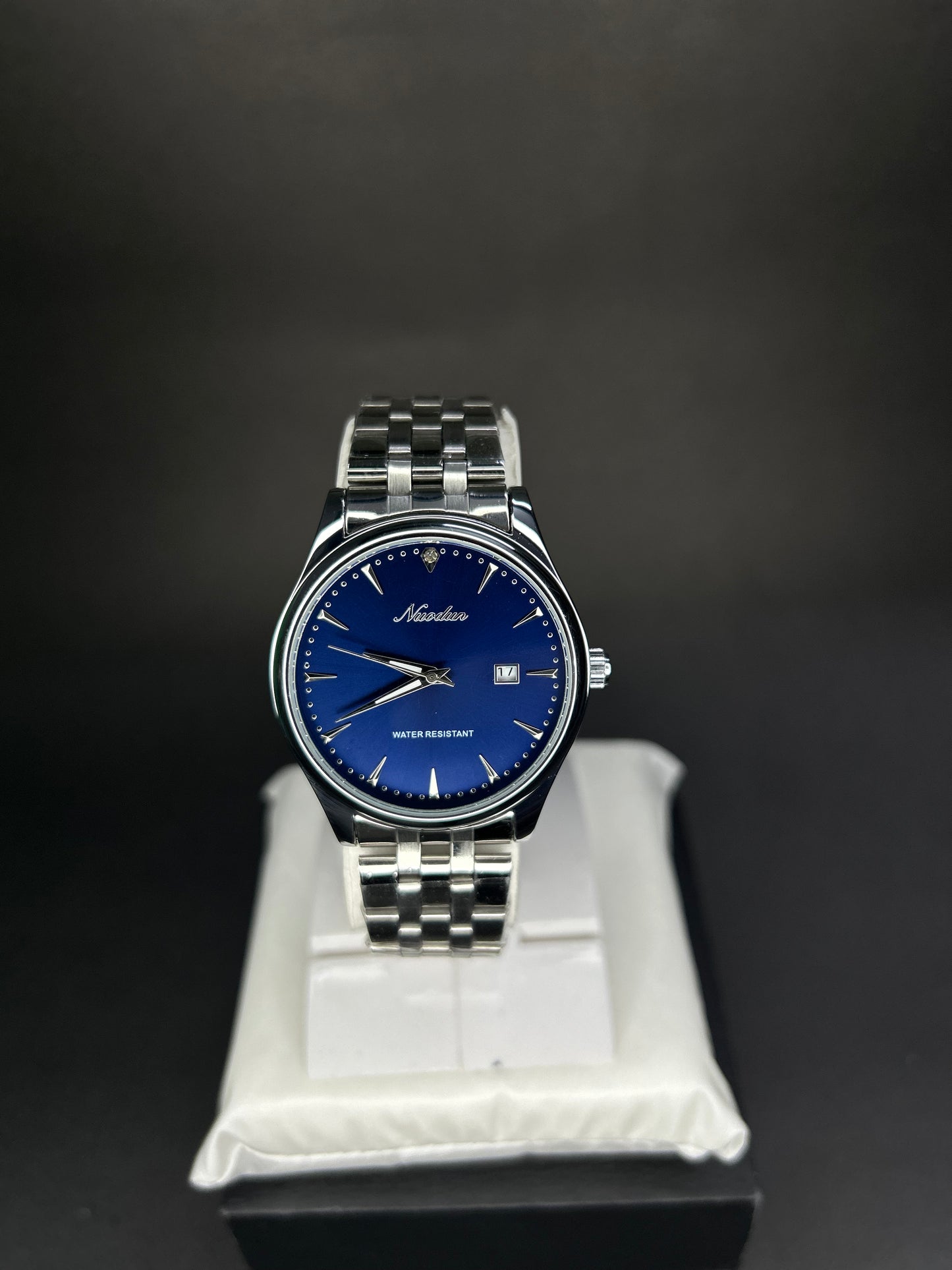 Nuodon stainless watch with blue dial and date