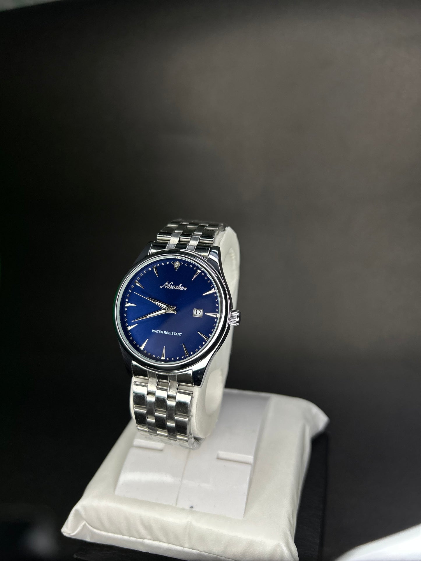 Nuodon stainless watch with blue dial and date
