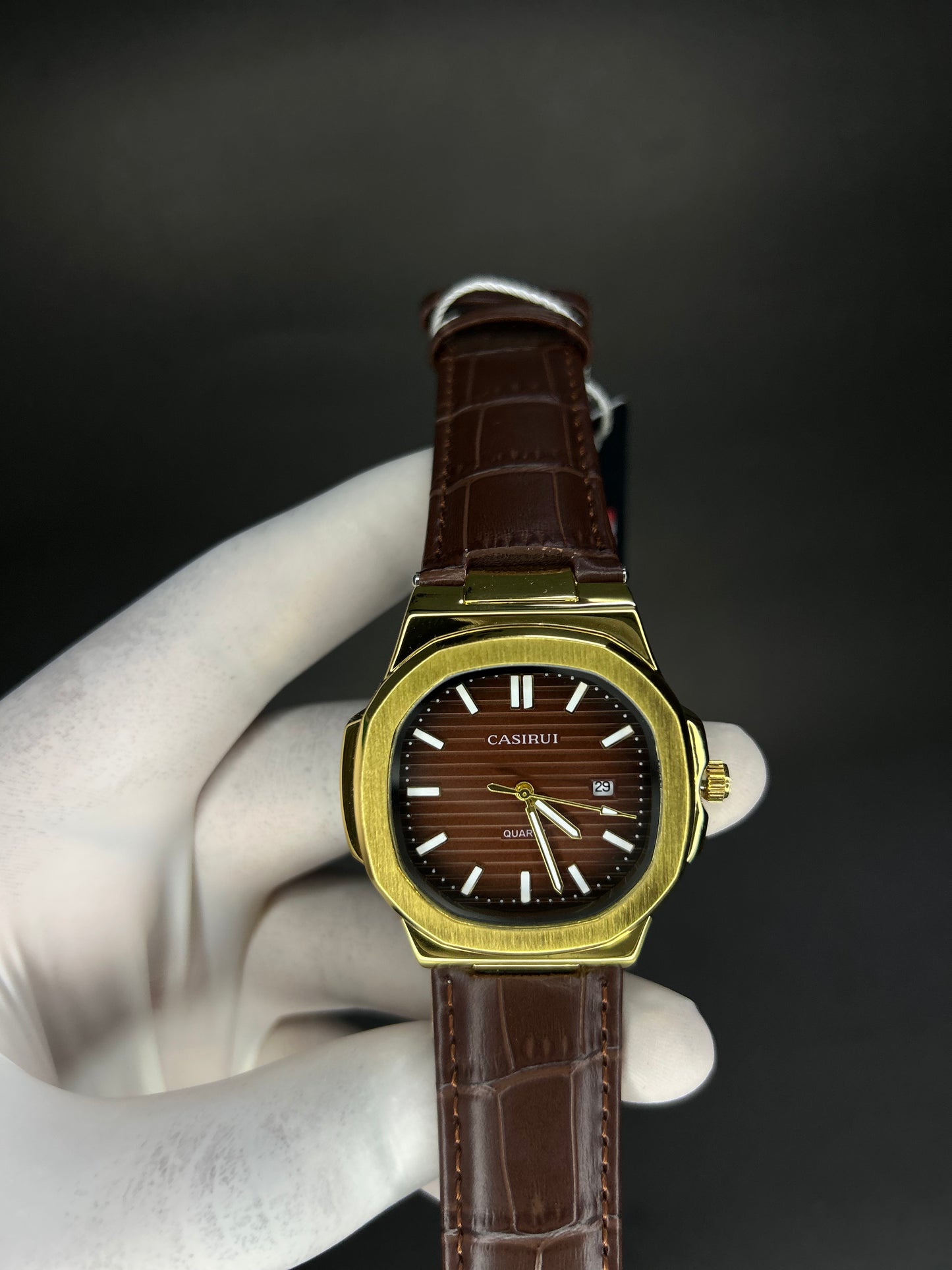Quartz Casirui brown dial with brown straps and date