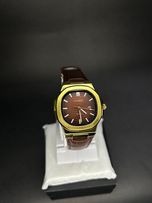 Quartz Casirui brown dial with brown straps and date