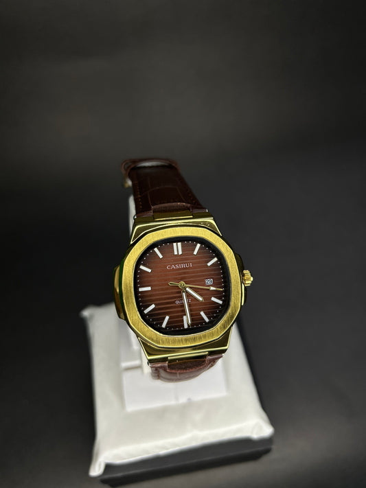 Quartz Casirui brown dial with brown straps and date