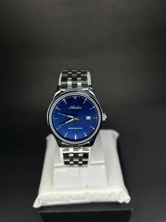 Nuodon stainless watch with blue dial and date