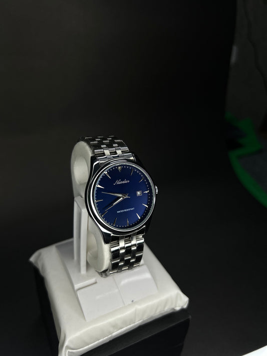 Nuodon stainless watch with blue dial and date