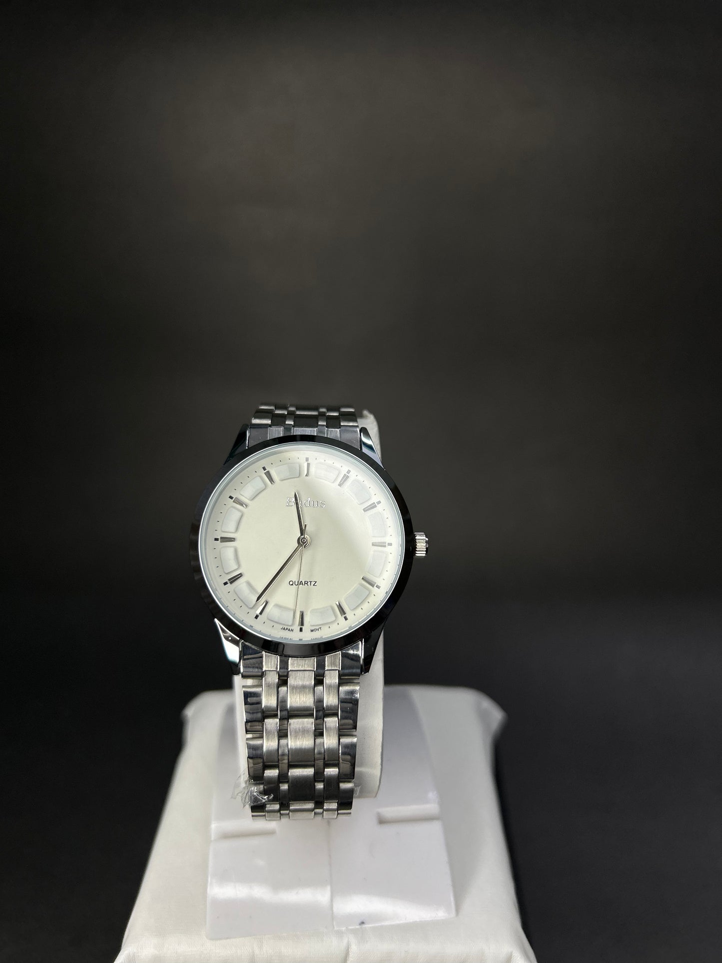 Quartz Badus stainless steel watch with white dial