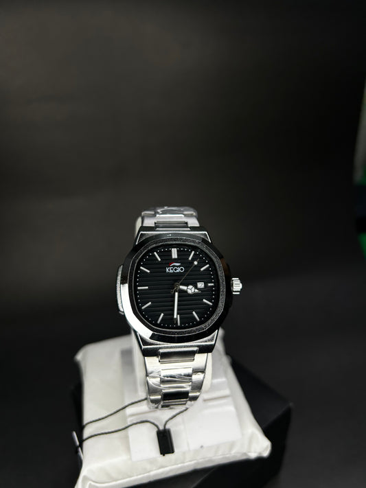 KEIGO Stainless steel wristwatch with black dial
