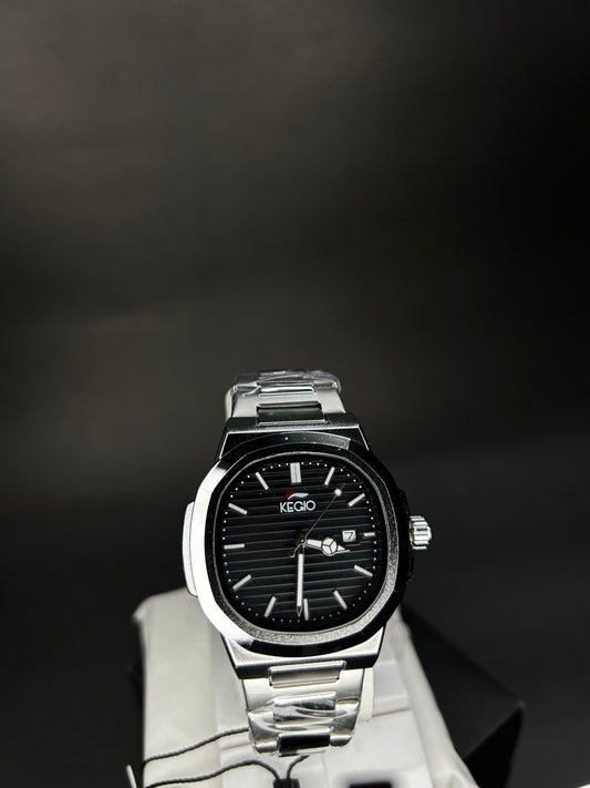 KEIGO Stainless steel wristwatch with black dial